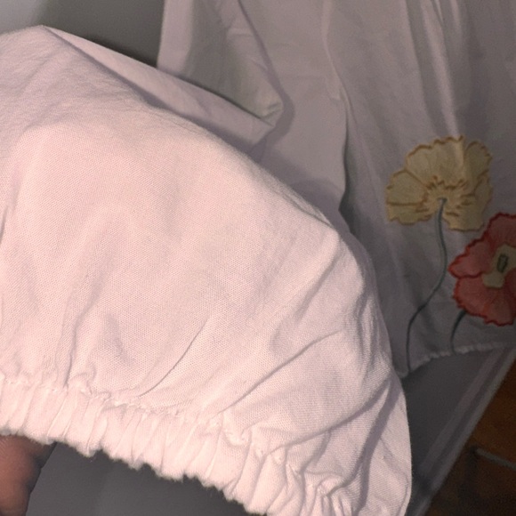 St. John's Bay White Blouse with Pink and Orange Floral Embroidery - Picture 3 of 4